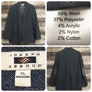 Joseph Abboud Wool Blend Blazer Sports Coat Men’s XL Blue 2 Button Elbow Patch